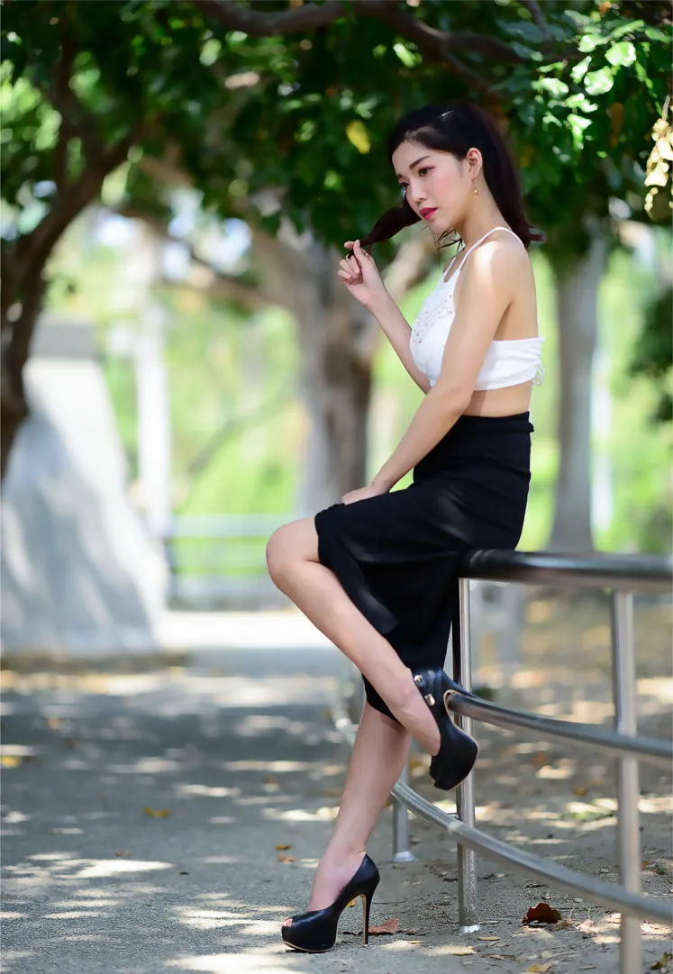 [Mzsock] NO.162 Sasha belly-baring high-cut long skirt with high heels and beautiful legs street photography#[105P]-30